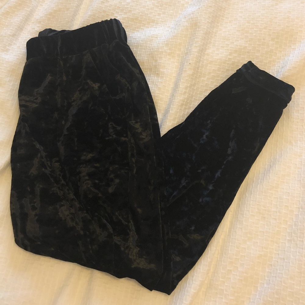 Black velvet joggers